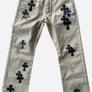 Chrome Hearts Tan Black & Checkered Cross Patch Chino Pants
